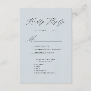 Carte D'accompagnement Dusty Blue Élégant Script Minimaliste Mariage RSVP