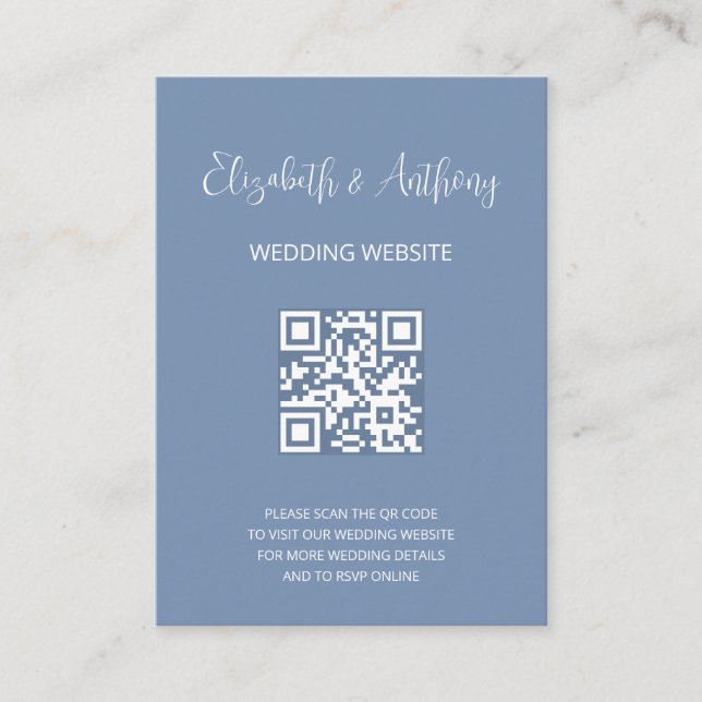 Carte D'accompagnement Dusty Blue Élégant Script | Réponse de Mariage ave (Devant)