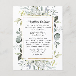 Carte D'accompagnement Dusty Blue et or Elegant Rustic Floral Mariage