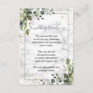 Carte D'accompagnement Dusty Blue Eucalyptus Greenery Détails du Mariage