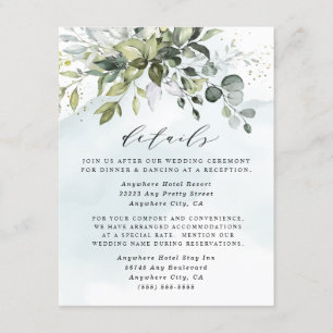 Carte D'accompagnement Dusty Blue Eucalyptus Vert Mariage Succulent