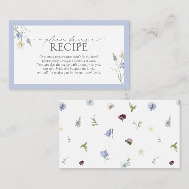 Carte D'accompagnement Dusty Blue Fleur sauvage S'Il Vous Plaît Apporter  (Devant / Derrière)