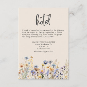 Carte D'accompagnement Dusty Blue Fleurs sauvages Elégant Beige Mariage H