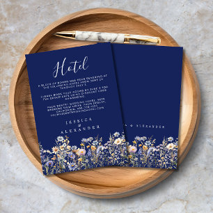 Carte D'accompagnement Dusty Blue Fleurs sauvages Elegant Navy Mariage Ho