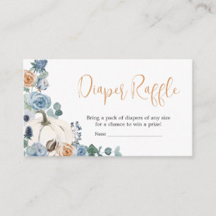 Carte D'accompagnement Dusty Blue Floral blanc Citrouille Déchets Raffle