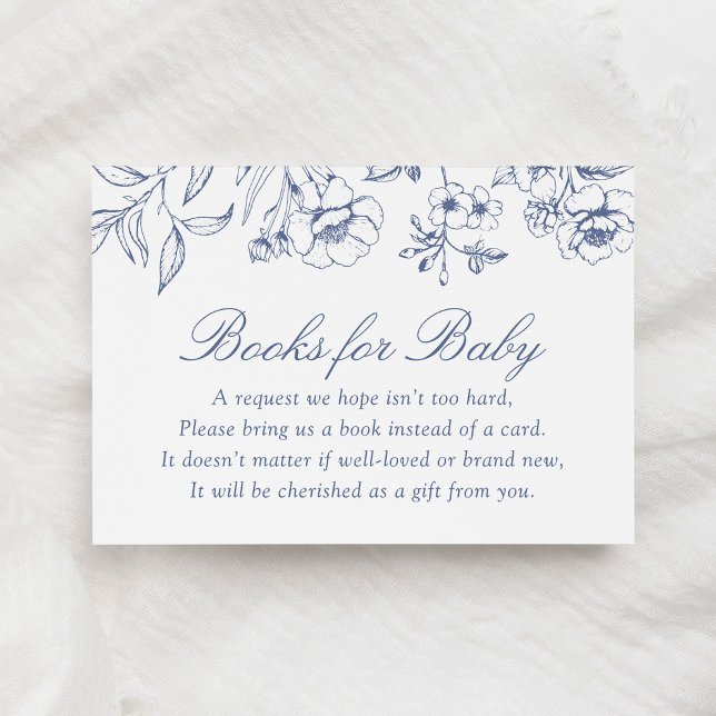 Carte D'accompagnement Dusty Blue Floral Chinoiserie Livres pour bébé (Créateur téléchargé)