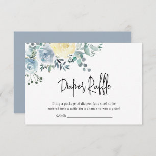 Carte D'accompagnement Dusty Blue Floral Greenery Garçon Déchets Raffle