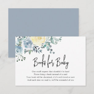 Carte D'accompagnement Dusty Blue Floral Greenery Livres pour bébé