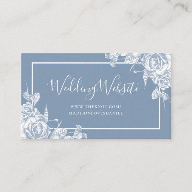 Carte D'accompagnement Dusty Blue Floral Mariage Website (Devant)