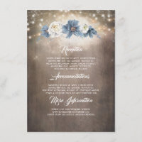 Dusty Blue Floral Rustic Mariage Information Invit