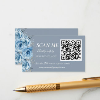 Carte D'accompagnement Dusty Blue Gold Botanical Wedding RSVP Enclosure 