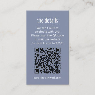 Carte D'accompagnement Dusty Blue Gray Détails de Mariage Moderne Minimal