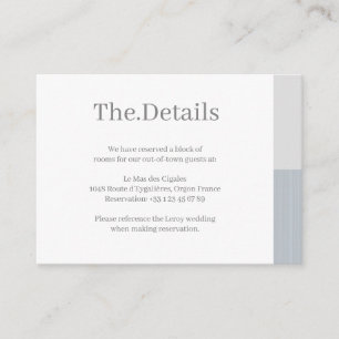 Carte D'accompagnement Dusty Blue Grey White Stripes Mariage Hotel Détail