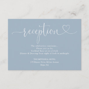 Carte D'accompagnement Dusty Blue Heart Script Mariage Réception