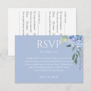 Carte D'accompagnement Dusty Blue Hydrangea 2 Mariage invité RSVP
