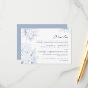 Carte D'accompagnement Dusty Blue Hydrangea Détails du Mariage