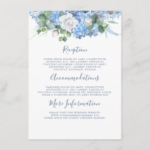 Carte D'accompagnement Dusty Blue Hydrangea Détails du Mariage Informatio
