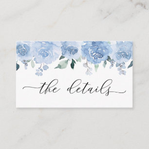 Carte D'accompagnement Dusty Blue Light Pastel Flowers Détails du Mariage
