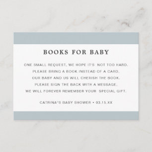 Carte D'accompagnement Dusty Blue Livre Demander Baby shower garçon