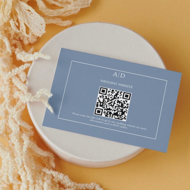 Carte D'accompagnement Dusty Blue Mariage Qr Code Mariage (Créateur téléchargé)