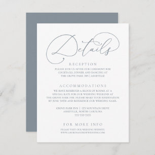 Carte D'accompagnement Dusty Blue Modern Minimaliste Détails Mariage