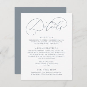 Carte D'accompagnement Dusty Blue Modern Minimaliste Détails Mariage