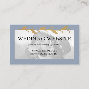 Carte D'accompagnement Dusty Blue Modern Photo Gold Leaf Mariage Website