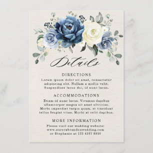 Carte D'accompagnement Dusty Blue Navy Champagne Ivory Détails Mariage En