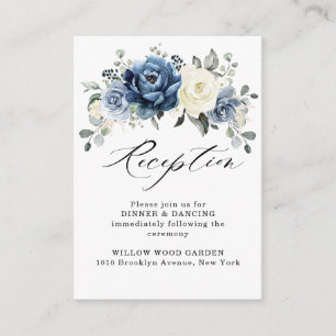 Carte D'accompagnement Dusty Blue Navy Champagne Ivory Wedding Réception