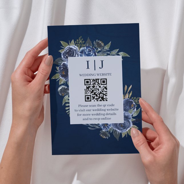 Carte D'accompagnement Dusty Blue Navy Champagne Mariage d'ivoire (Créateur téléchargé)