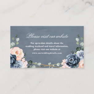 Carte D'accompagnement Dusty Blue Peach Blush Mariage Détails du site Web