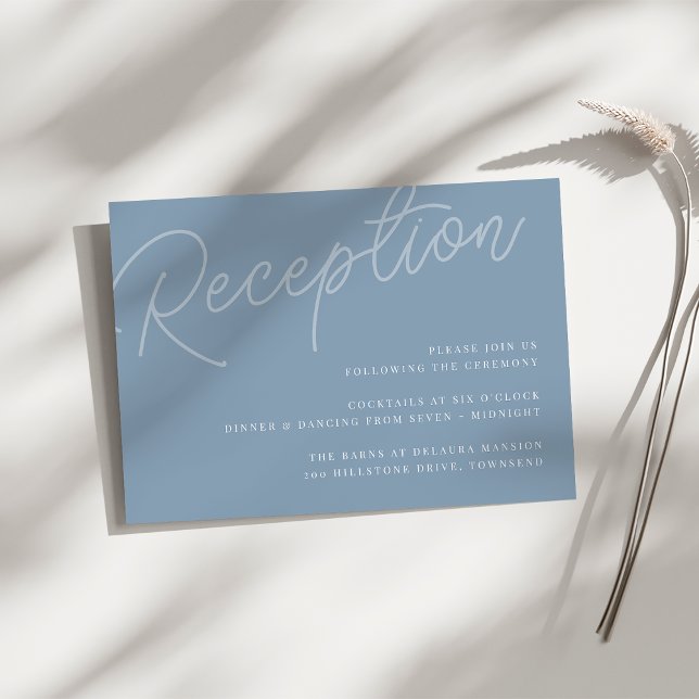 Carte D'accompagnement Dusty Blue | Réception de mariage avec filigrane d (Créateur téléchargé)