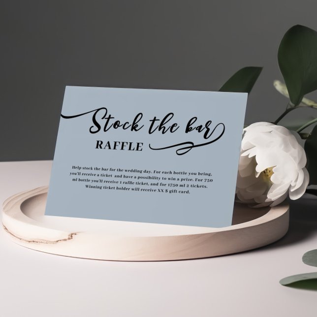 Carte D'accompagnement Dusty Blue Script Stockez le bar Baby Shower  (Créateur téléchargé)