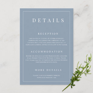 Carte D'accompagnement Dusty Blue Simple Détails du Mariage officiel
