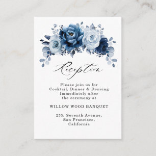 Carte D'accompagnement Dusty Blue Slate Navy Floral Wedding Réception