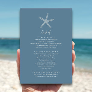 Carte D'accompagnement Dusty Blue Starfish Beach Destination Mariage