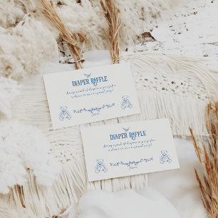Carte D'accompagnement Dusty Blue Vintage Floral Nural Baby shower couche