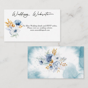 Carte D'accompagnement Dusty Blue White Gold Floral Mariage Website