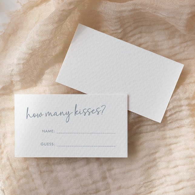 Carte D'accompagnement Dusty Blue & White Minimal Combien de Baisers Jeu (Créateur téléchargé)