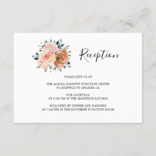 Carte D'accompagnement Dusty Peach Coral Roses Réception de mariage
