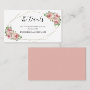 Carte D'accompagnement Dusty Pink Boho Floral Site Mariage géométrique