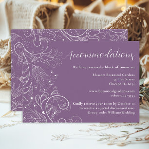 Carte D'accompagnement Dusty Purple Élégant Mariage Floral Hébergements