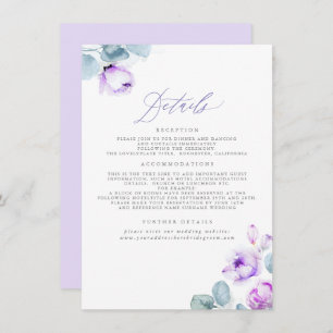 Carte D'accompagnement Dusty Purple Floral Détails du Mariage