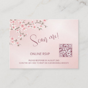 Carte D'accompagnement Dusty rose cerisier Blossom QR Code RSVP en ligne