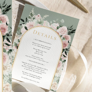 Carte D'accompagnement Dusty Rose Gold Arch Sage Simple Détails Mariage