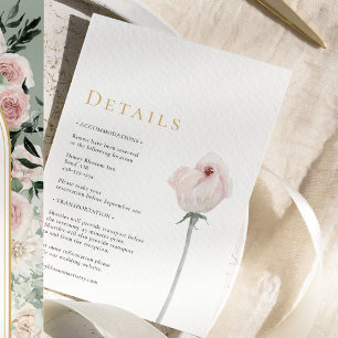 Carte D'accompagnement Dusty Rose Gold Sage Green Modern Mariage Détails