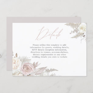 Carte D'accompagnement Dusty Rose & Ivory Elegant Wedding Détails