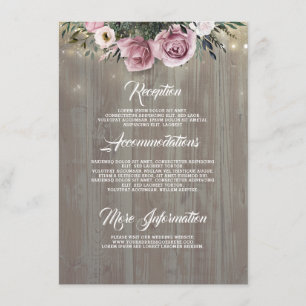 Carte D'accompagnement Dusty Rose Rustic Mariage campagnard Détails