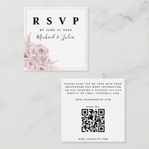Carte D'accompagnement Dusty Rose Vintage Floral QR Code Mariage RSVP