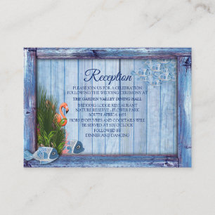 Carte D'accompagnement Eau bleue Galets & Flamants roses roses